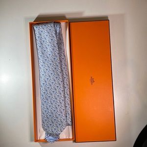 Hermes Tie Cravate Twillbi Marine Blue.